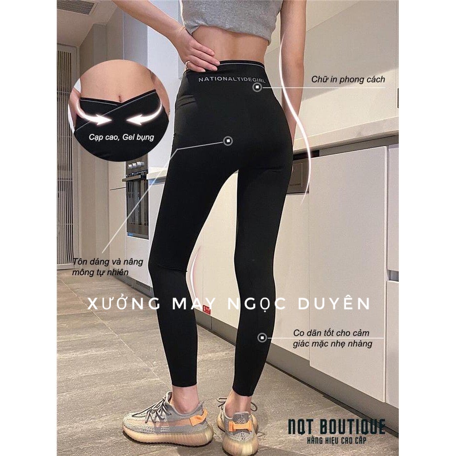 Quần legging nữ cạp cao vạt chéo viền sọc kẻ trắng gen bụng nâng mông dáng tregging ôm dài thun gân vải Umi co giãn gym