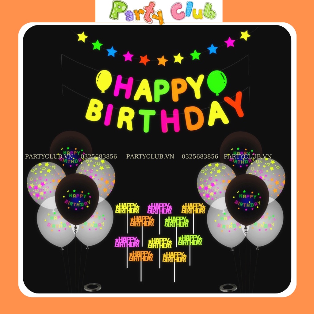 Dây chữ trang trí sinh nhật - dây treo Happy Birth Day màu neon