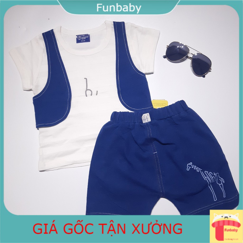 Bộ phông cộc tay cotton xước giả vest bé trai 1-5 tuổi