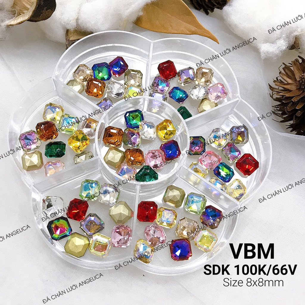 Set Mix 66 Viên Đá Khối Chân Vàng Hình Vuông Bo ANGELICA SDK66-VBM