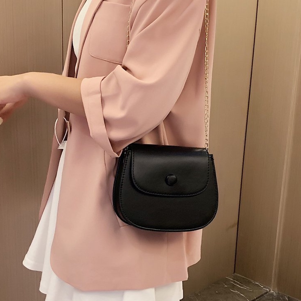 Túi Đeo Chéo Mini Dáng Tròn Siêu Dễ Thương Phối Dây Xích Kiểu Dáng Thời Trang Dành Cho Nữ
