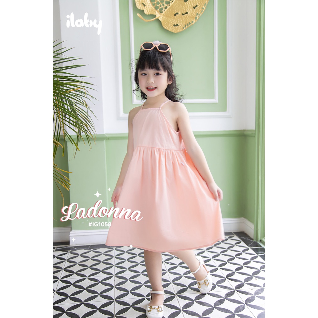 Set đồ bé gái ILABY áo sơ mi kèm váy hai dây chất liệu thô cotton thoáng mát