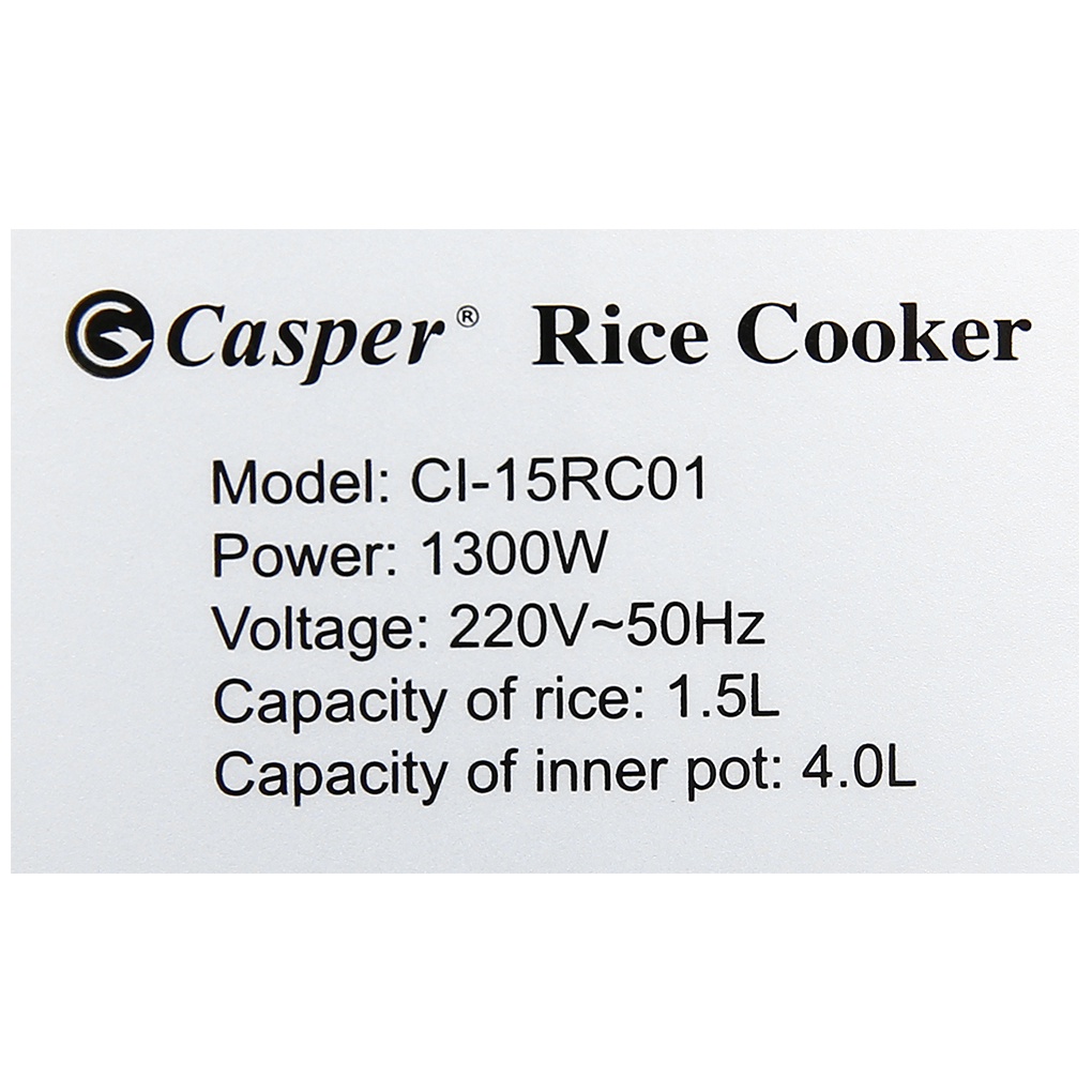 Nồi cơm điện cao tần Casper CI-15RC01 1.5 lít  1300 W công nghệ nấu điện từ IH - Chính hãng BH 24 tháng