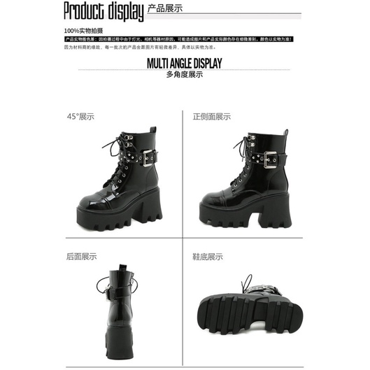 Giày boot đế cao 9,5cm martin boot khoá zipper Gothic Y2k FOOTMADE