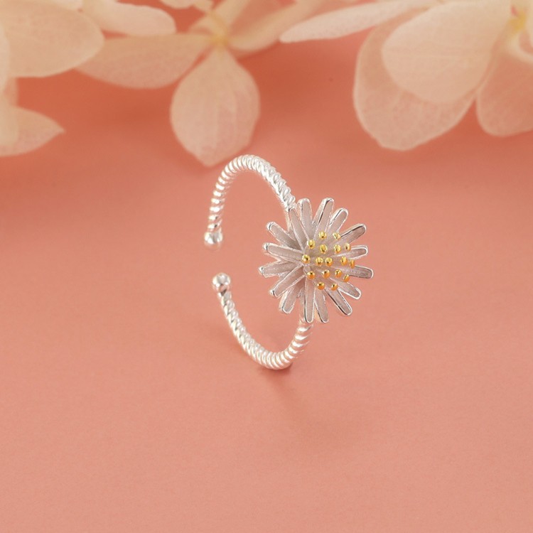 Nhẫn nữ hoa cúc họa mi nhỏ xinh, bạc S925 - N69
