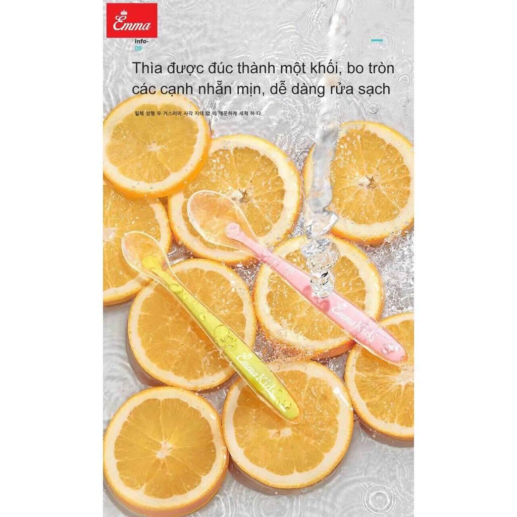 Bộ 2 muỗng/thìa mềm ăn dặm silicon Emma Kids Hàn Quốc cho bé