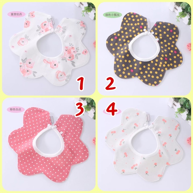 Yếm Dãi Cotton Chống Thấm Hình Hoa Cho Bé Gái