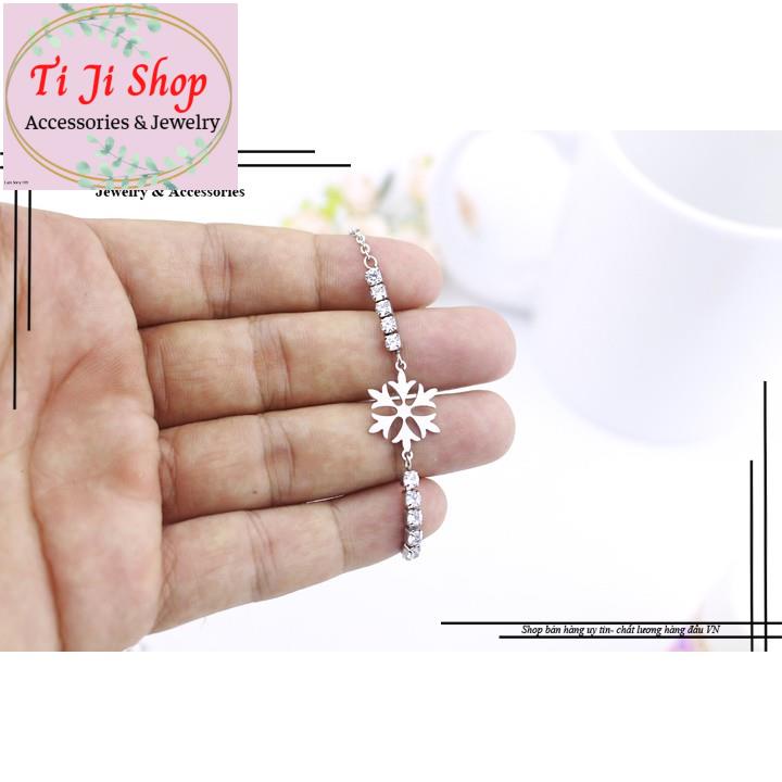 LẮC TAY NỮ HOA TUYẾT INOX CÁCH ĐIỆU - đẹp, không đen,