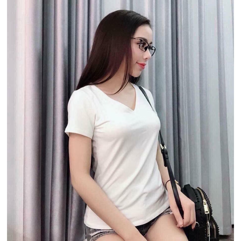 ÁO PHÔNG NỮ CỔ TIM CHẤT COTTON CO GIÃN 4 CHIỀU
