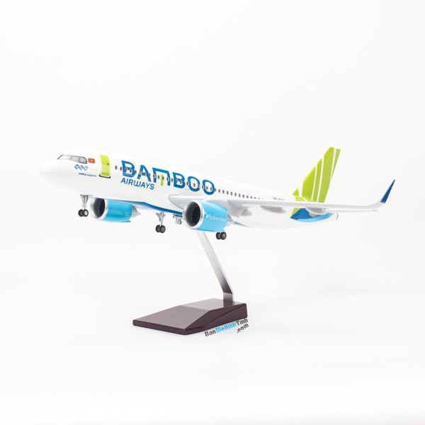 Mô hình máy bay Bamboo Airways Airbus A320 47cm lắp ráp có đèn led Everfly