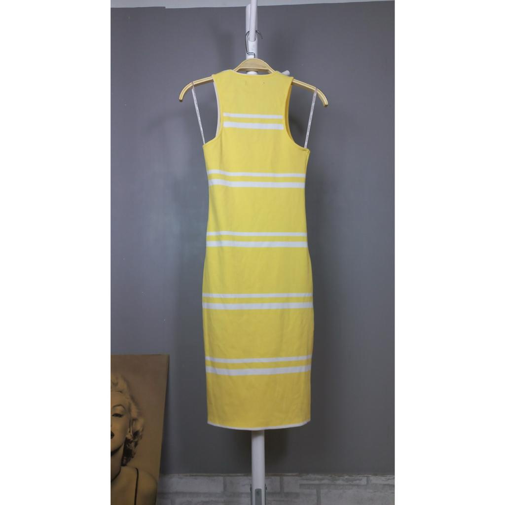 Đầm bodycon sát nách thun gân cotton midi xuất khẩu Guess