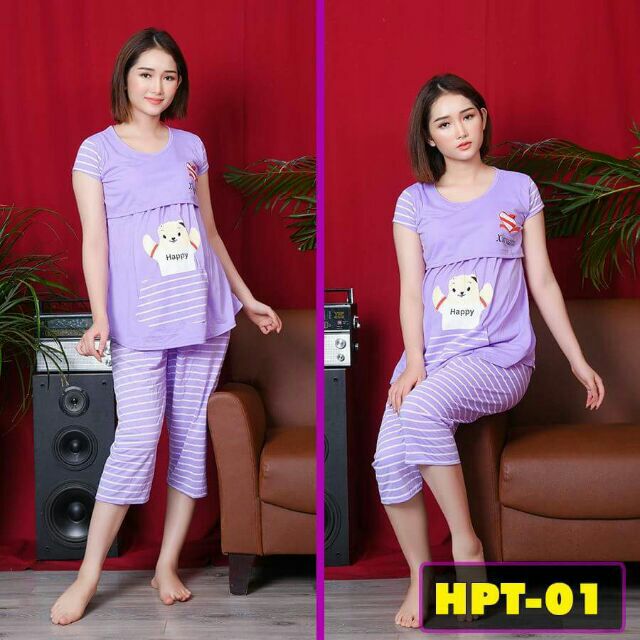 Bộ Đồ Bầu Và Sau Sinh HPT (50-90kg), cotton 100%, Đủ Size