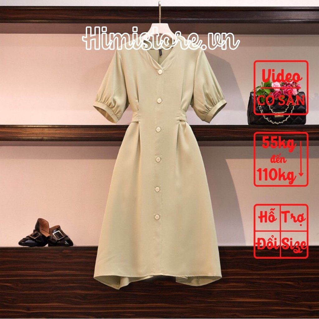 ĐẦM SUÔNG THẮT NƠ BIGSIZE NỮ CỔ V THỜI TRANG CÔNG SỞ ĐI CHƠI - HIMISTORE - HM417
