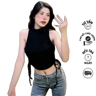 Áo croptop ba lỗ cổ lọ sát nách rút dây 2 bên siêu đỉnh pc