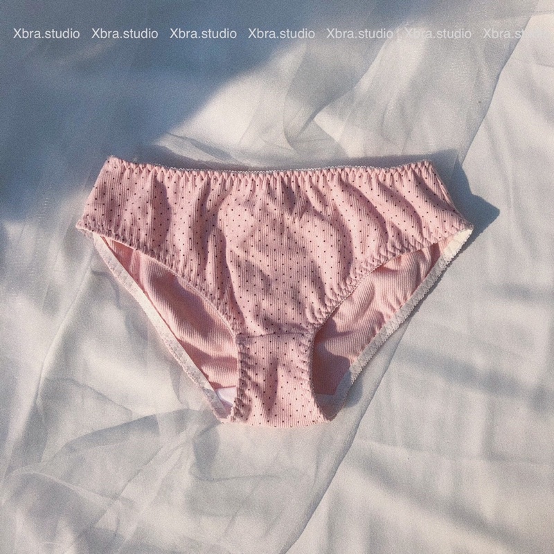 Bộ đồ lót áo bralette basic màu hồng chấm bi (tặng kèm mút) | BigBuy360 - bigbuy360.vn