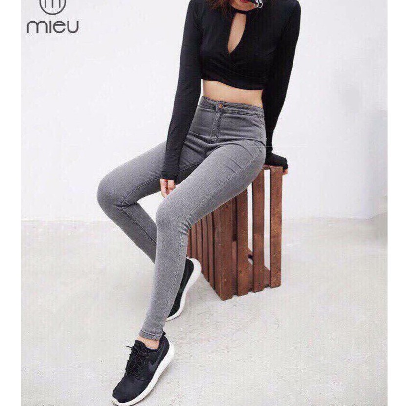 quần jean nữ lưng cao, siêu giãn, fome đẹp, đai trơn 1.1.2