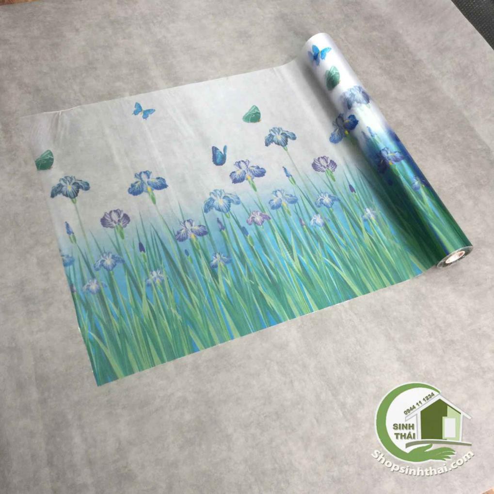 Giấy dán kính hoa lá nửa xanh nửa trắng - khổ 90cm - có sẵn keo | BigBuy360 - bigbuy360.vn