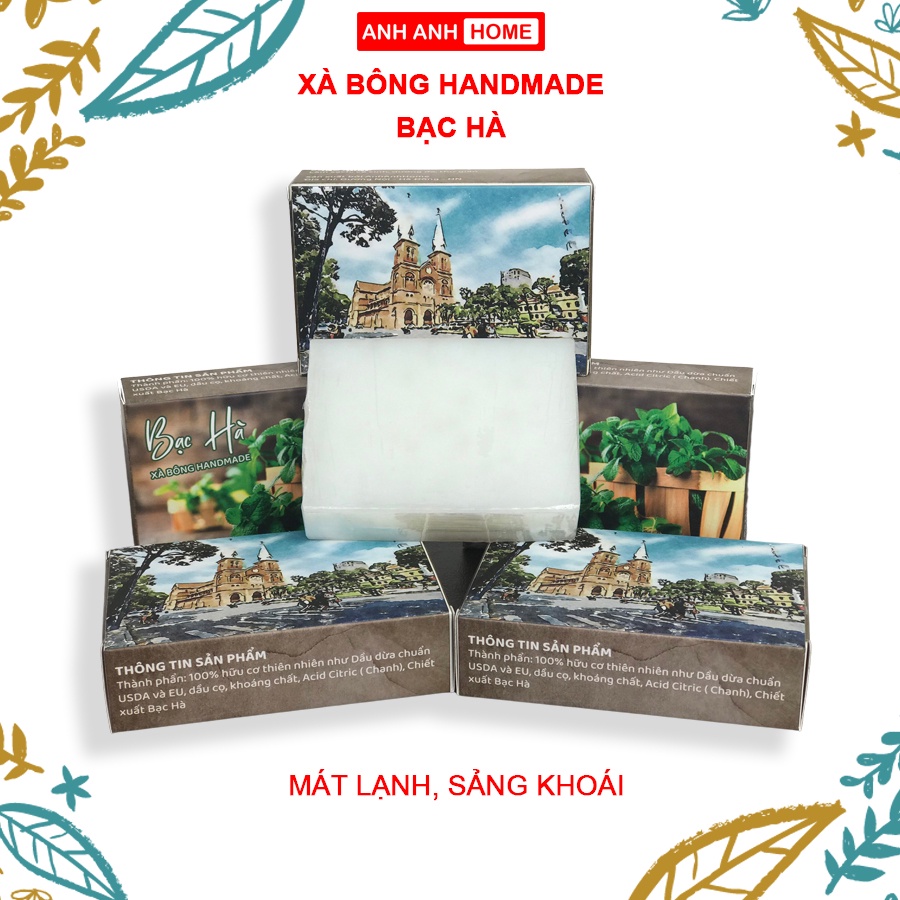 Xà Bông Hữu cơ AnhAnhHome Thiên Nhiên Handmade (Xà Phòng Nghệ Mật Ong, mướp đắng, Than tre, bạc hà..