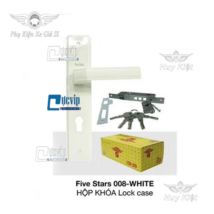 [GIÁ HỦY DIỆT] Ổ Khóa Cửa Chính Tay Gạt Cho Cửa Gỗ, Cửa Sắt, Cửa Nhôm Five Stars 001White MS3202