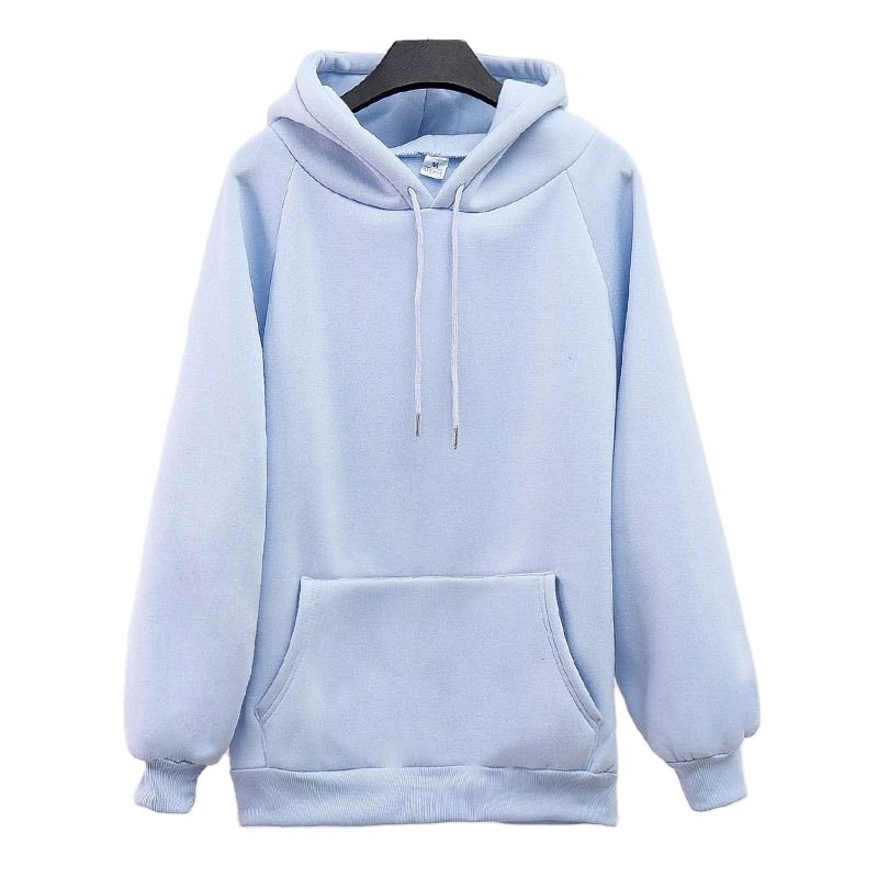 Áo hoodie IELGY tay dài dáng rộng màu trơn lót nhung dày dặn thời trang Hàn Quốc cho nữ