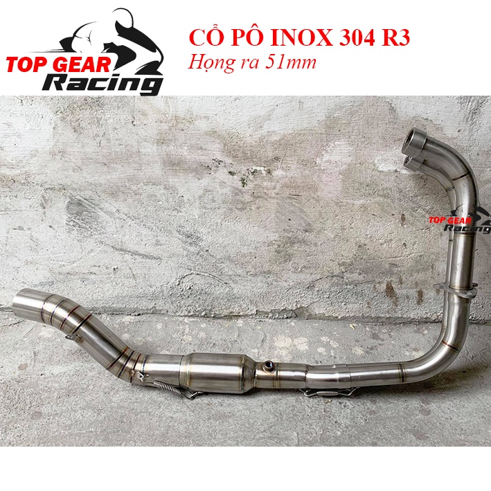 Cổ Pô Yamaha R3 và MT03 Titan Bầu Tổ Ong Họng Ra 51mm