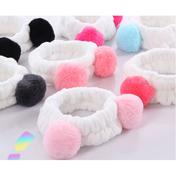 BĂNG ĐÔ CÀI TÓC MAKE UP 2 CỤC NHUNG THỎ TRÒN CHO MẸ-PK78