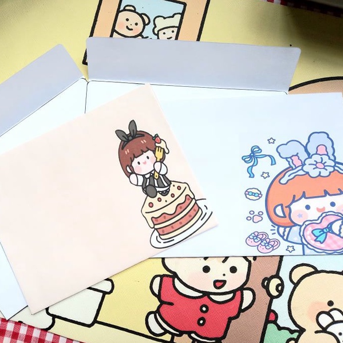 Set 5 túi đựng bánh kẹo, quà hình bao thư xinh xắn