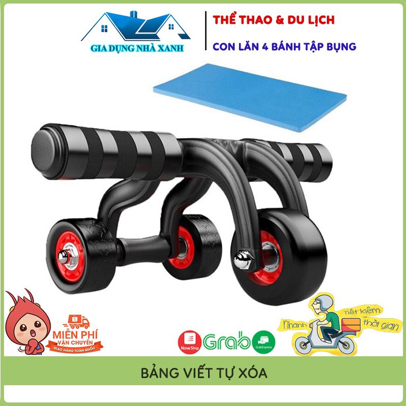 [Mua ngay] Con Lăn Tập Cơ Bụng, Con Lăn Tập Gym 4 Bánh Đa Năng Tại Nhà Nam/Nữ , Tặng Kèm Miếng Thảm HIP MART