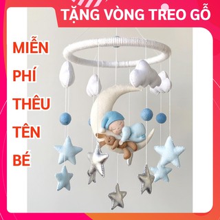 [TẶNG BẢNG TÊN BÉ & VÒNG TREO] Đồ chơi treo nôi cho bé kích thích thị giác ảnh thật, có nhạc tự xoay CẬU BÉ MƠ MÀNG