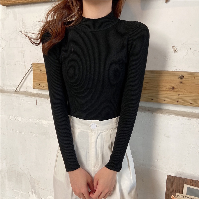 NZN Áo Dệt Kim Tay Dài Màu Trơn Phong Cách Hàn Quốc Thời Trang Thu Đông Mới