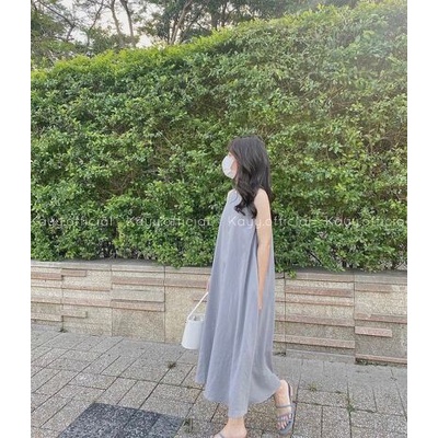 Váy sát nách cổ tròn dáng dài chất vintage mịn mỏng siêu mát