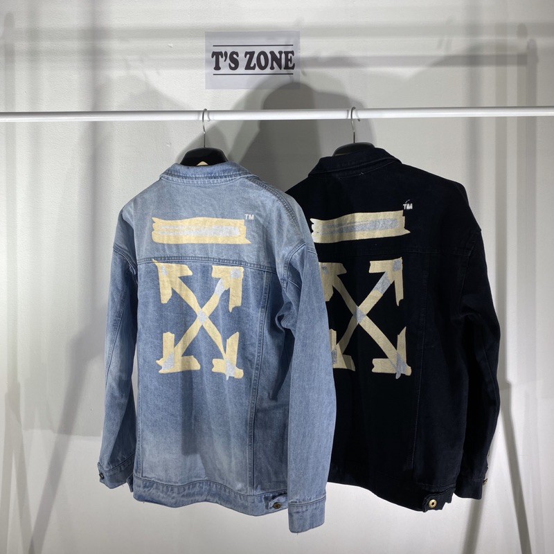 Áo khoác jeans offwhite 2021 unisex fom rộng kèm ảnh và video thật ( áo bò )