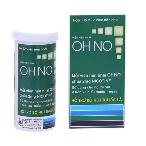 Viên Nén Nhai Ohno Việt Phúc Hỗ Trợ Cai Nghiện Thuốc Lá (Hộp 1 Lọ X 12 Viên)