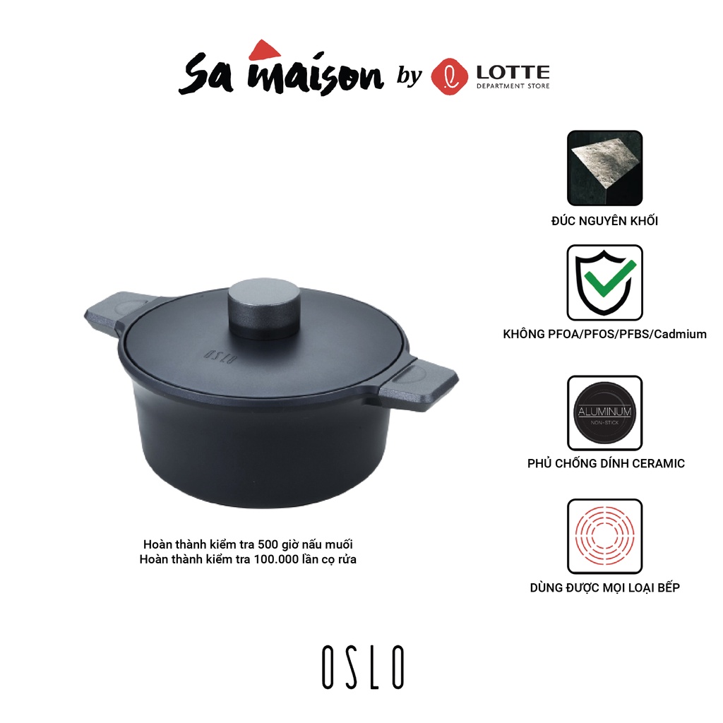 Nồi chống dính Oslo Kokker nhôm đúc phủ gốm Hàn Quốc - Size 22cm