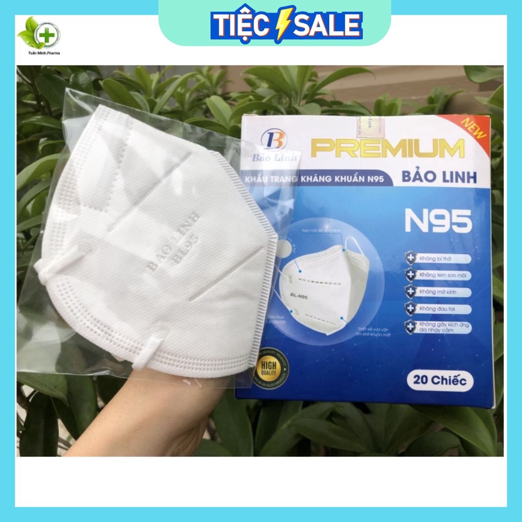 Combo 100 Khẩu trang 5 lớp N95 Bảo Linh (Tiêu Chuẩn Xuất khẩu BFE ≥95%) Kèm giấy kiểm định chất lượng bộ y tế