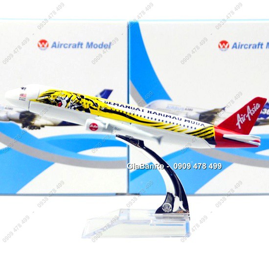 Mô Hình Máy Bay Kim Loại Air Asia Tiger – Dài 16cm Kèm Đế - 8908.4