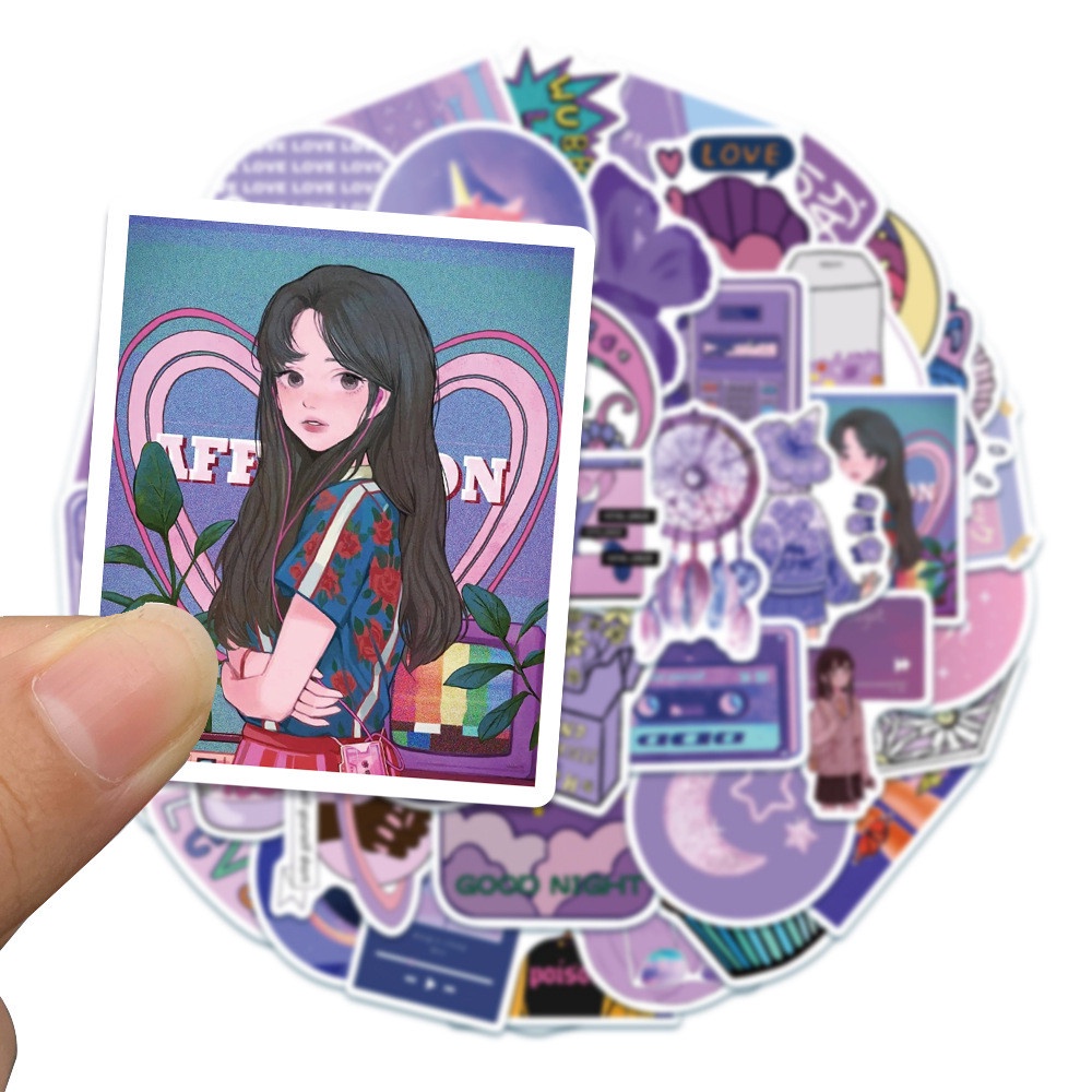 Set 50 miếng dán trang trí ván trượt hành lý chống thấm nước đa năng