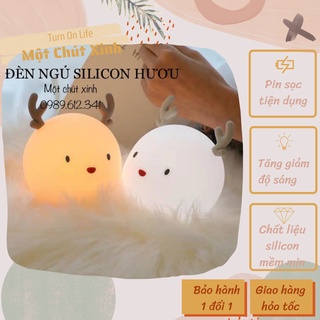 ❤️FREESHIP- ảnh thật+video🍀 Đèn ngủ silicon tuần lộc nhiều màu đáng yêu
