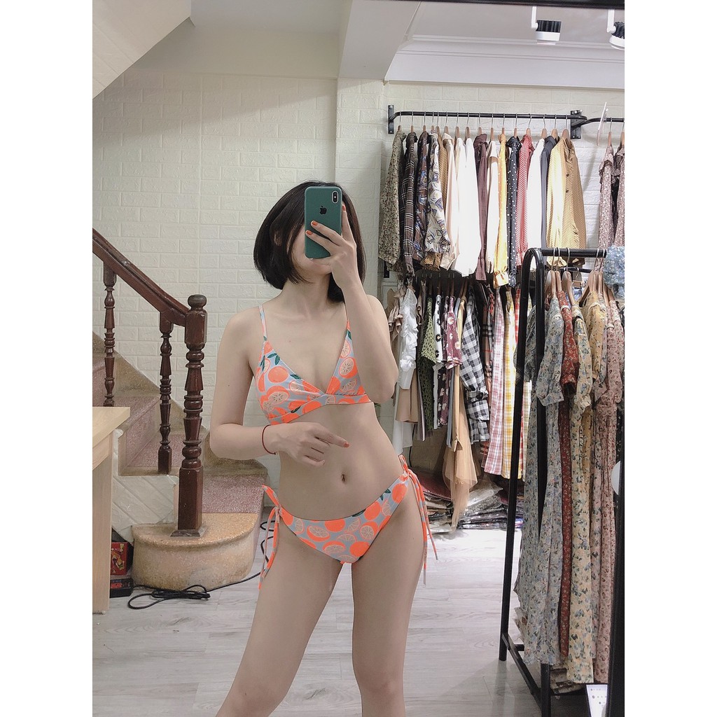 Bikini hai mảnh đẹp họa tiết quả cam cạp thấp siêu sexy ( Đảm bảo 100% như hình) | BigBuy360 - bigbuy360.vn