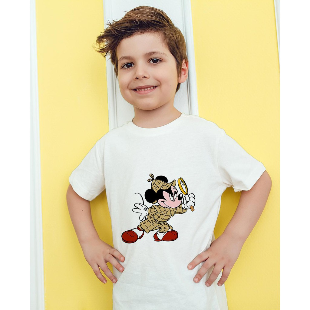 Áo thun Trẻ em in hình Thám tử Mickey Cotton Thun - Dẽ Thương