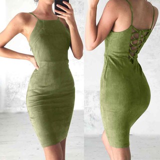 Đầm 2 dây đan dây lưng quyến rũ cho nữ