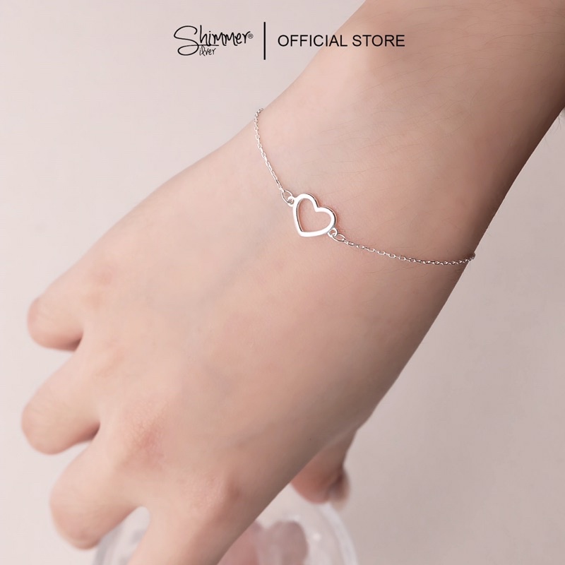 Lắc Tay, Vòng Tay Nữ Bạc 925 Cao Cấp SHIMMER SILVER OUTLET 94 Thiết Kế Hình Trái Tim Đơn Giản