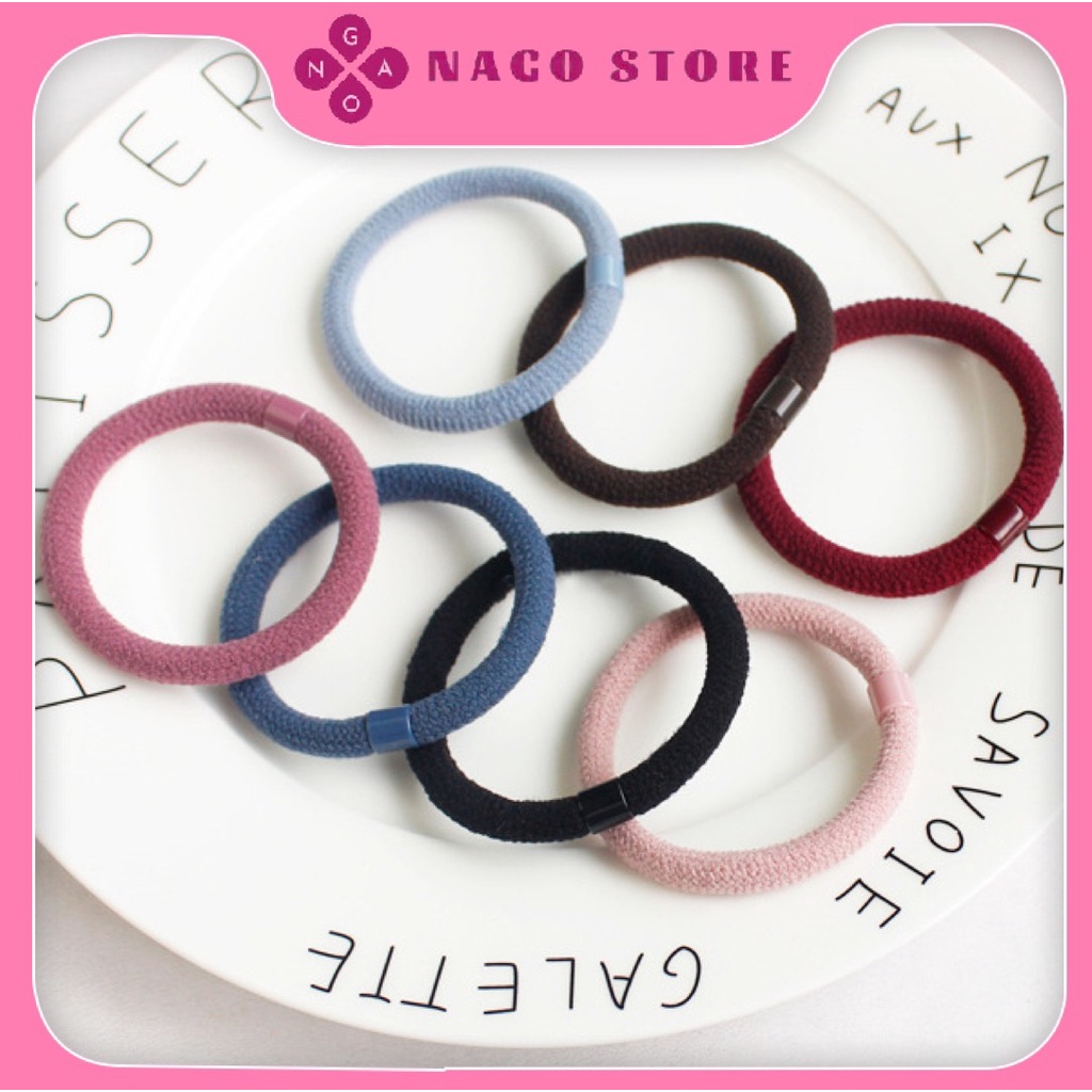 Combo 2 chun buộc tóc màu trơn , dây to chắc chắn Nago Store