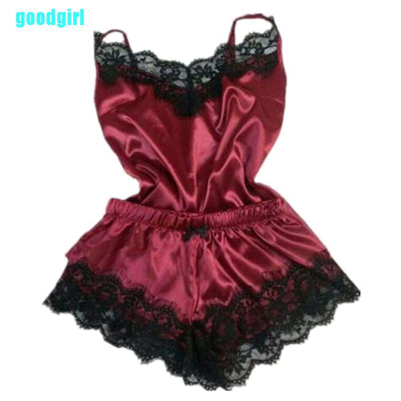 Bộ Đồ Ngủ Hai Dây Bằng Vải Satin Viền Ren Dành Cho Nữ
