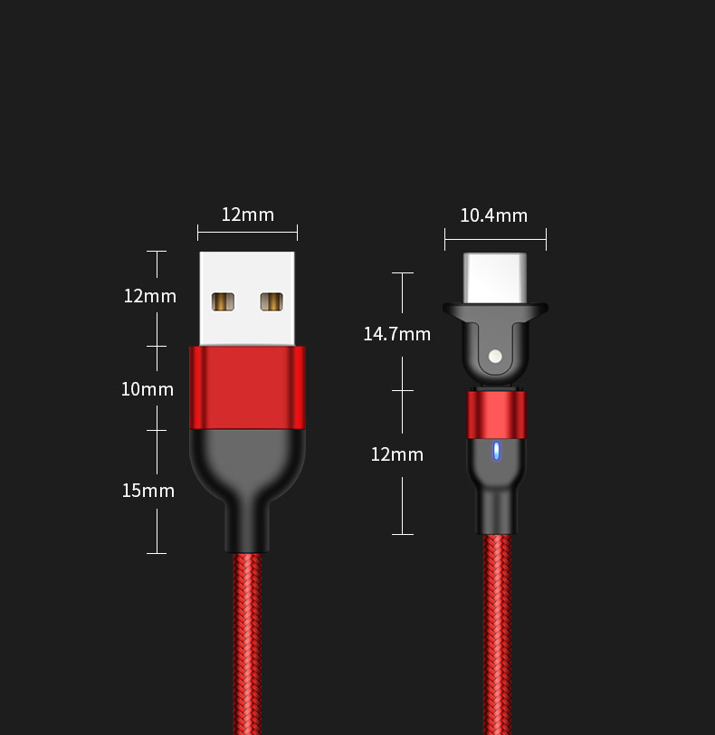 ANDROID Dây Cáp Sạc Usb Loại C 180 Độ Dài 100cm Cho Iphone Samsung Xiaomi Redmi Letv Huawei