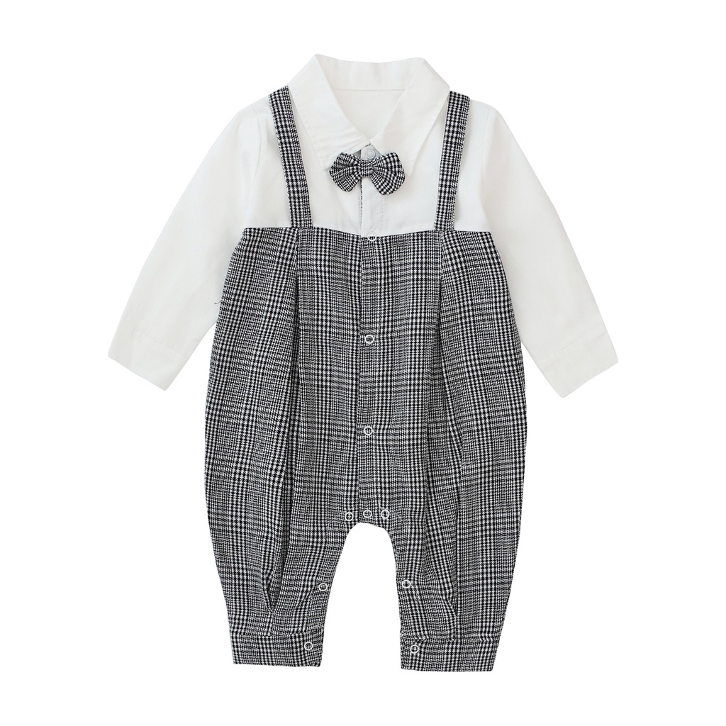 Bộ áo liền quần Sanlutoz dài tay bằng cotton họa tiết kẻ sọc dành cho bé trai