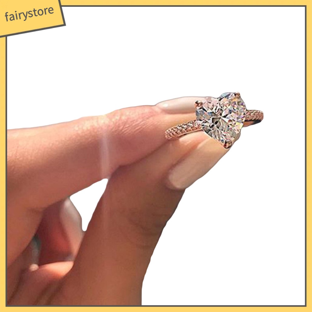 Nhẫn Hợp Kim Đính Đá Hình Trái Tim Sang Trọng Cho Nữ