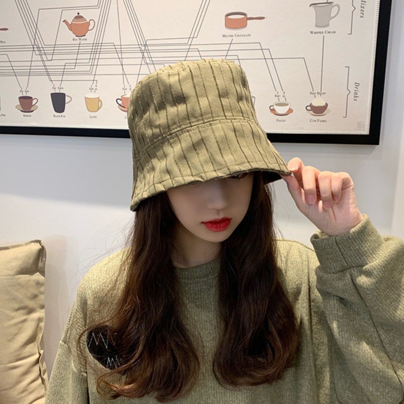 Nón Bucket Hai Mặt Họa Tiết Kẻ Sọc Thời Trang Nữ Sành Điệu