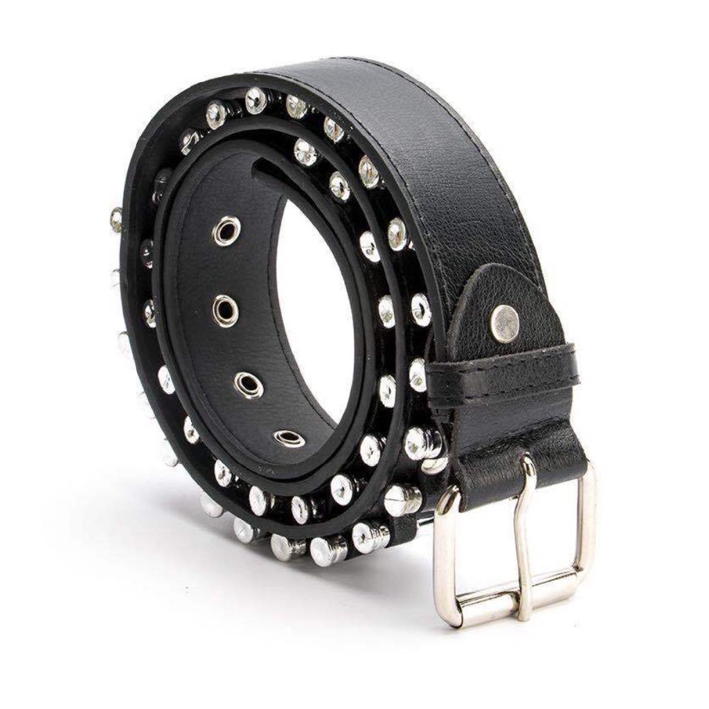 Thắt lưng nhựa PVC 38mm đính đinh tán cá tính sành điệu phong cách gothic