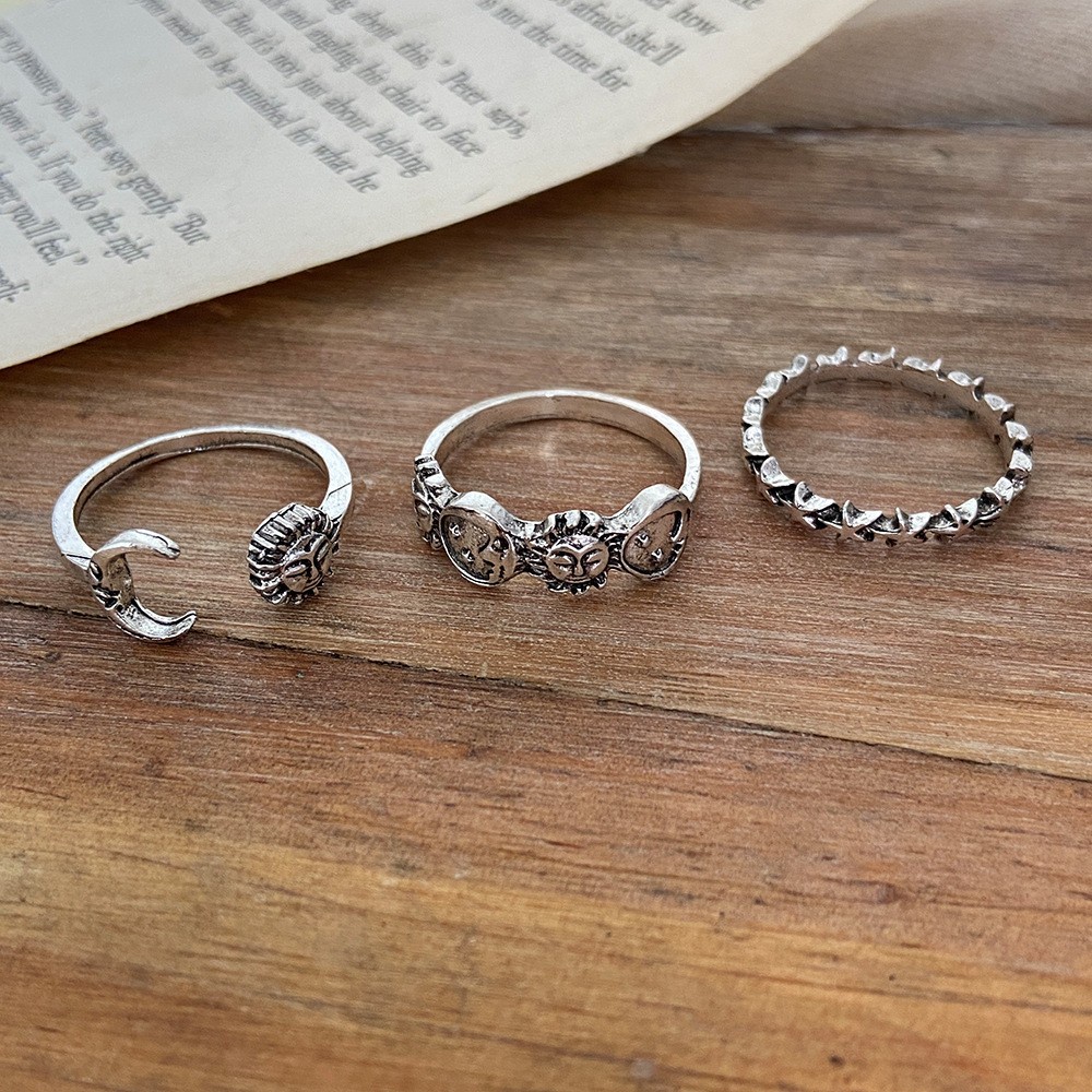 Set 3 nhẫn đeo tay phong cách bohemian cổ điển dành cho nữ